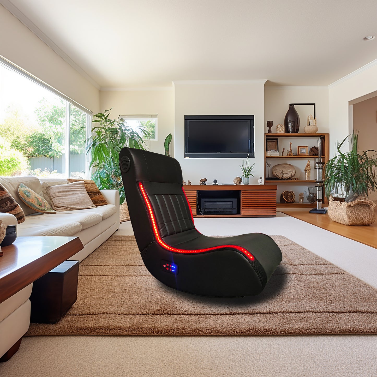 Foldable Gaming Chair With Onboard Speakers LED Strip Lighting