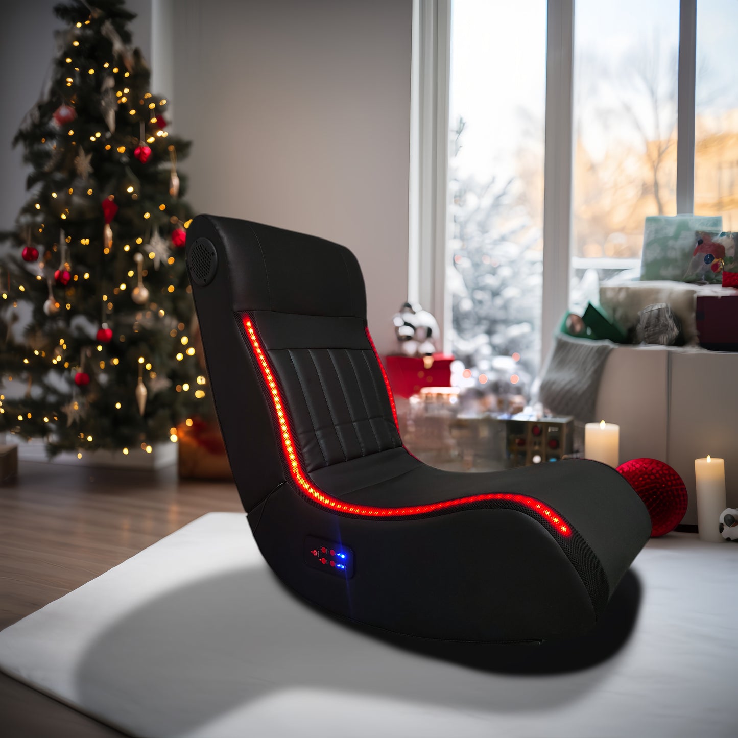 Foldable Gaming Chair With Onboard Speakers LED Strip Lighting