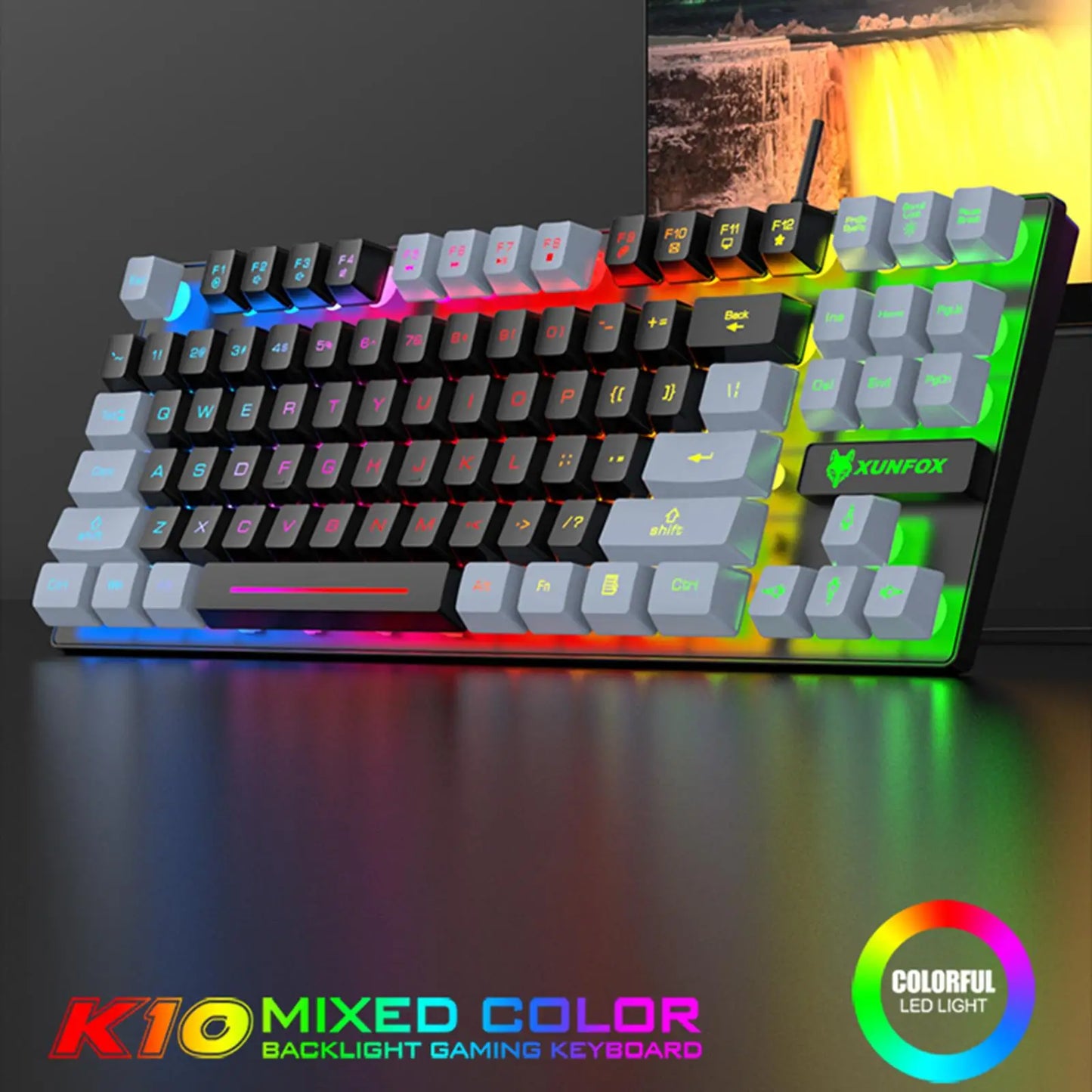 Gaming Keyboard Colorful LED Backlight Office Keyboard for Desktop Typing PC